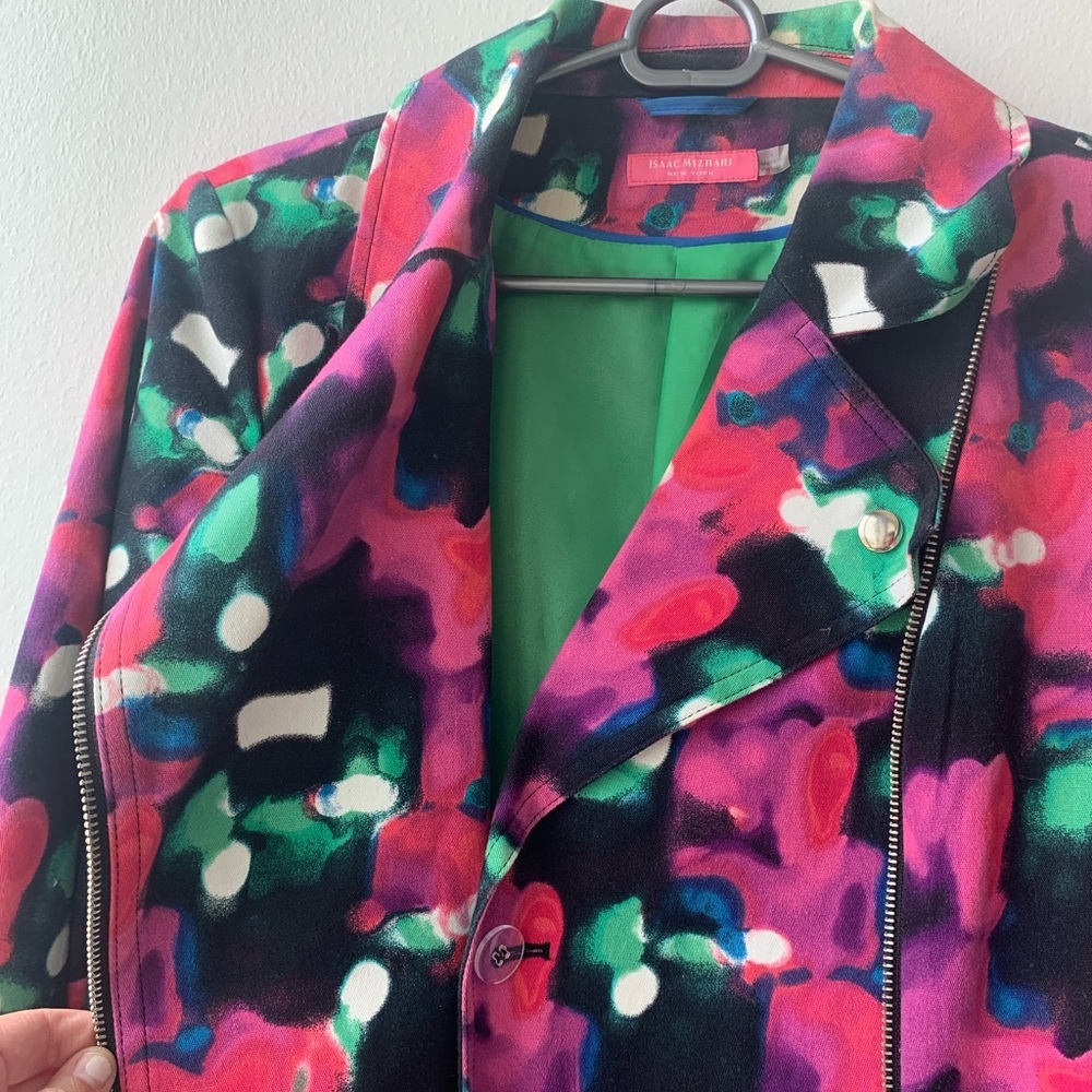 Issac Mizrahi Women’s Floral Moto Style Short Jacket Size 6 (Small) - Picture 7 of 8